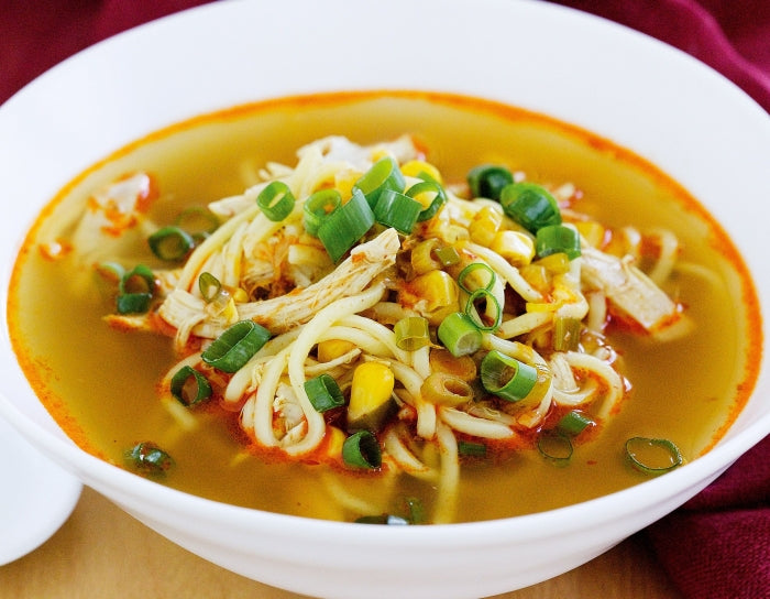 Asian Chicken, Corn And Noodle Soup