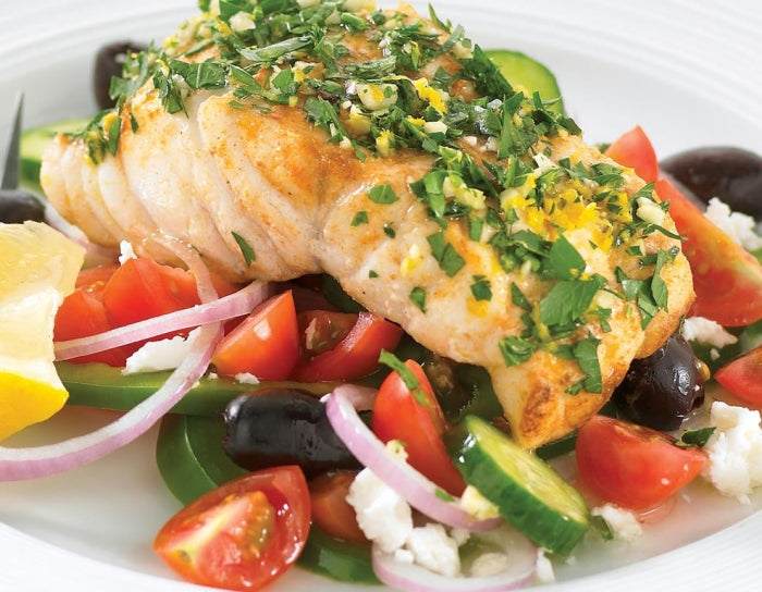 Parsley Fish With Greek Salad