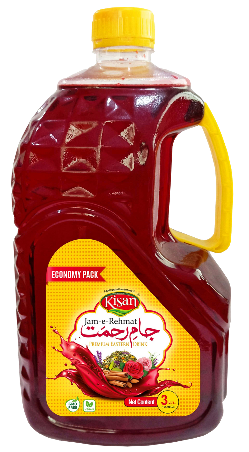 Kisan Jam-e-Rehmat Sharbat 3 Liter PET Bottle (Red Syrup)